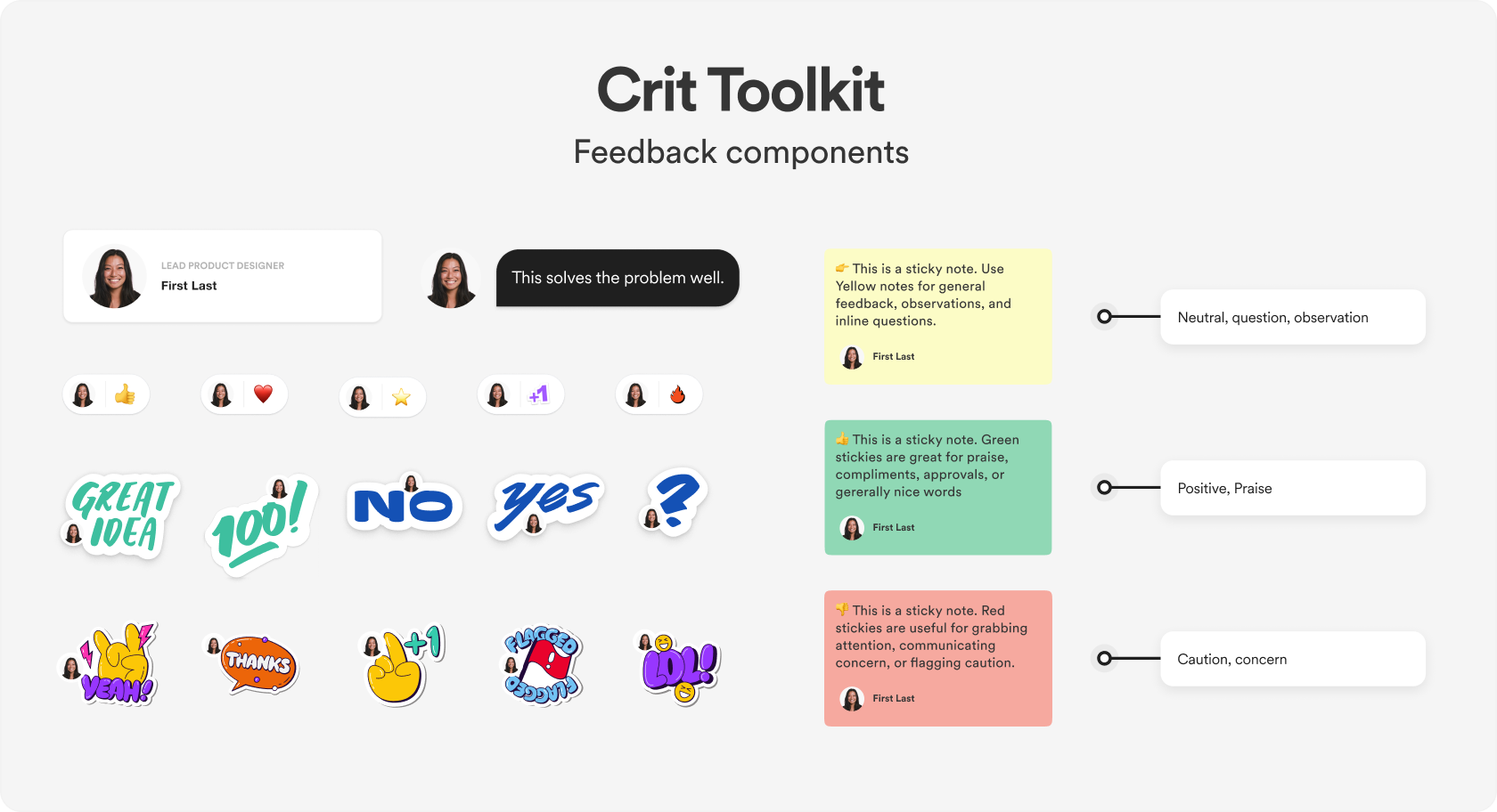 Design crit ceremony visuals and tools